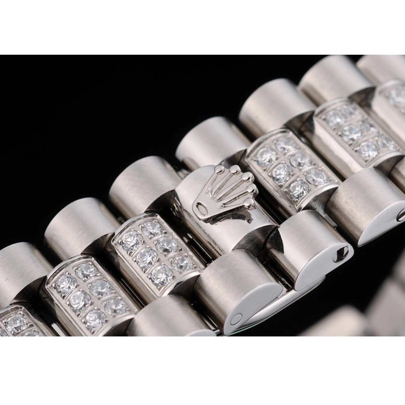 Aaa fake watches Diamond Stainless DayDate Diamond Dial Plated Rolex Plated Bracelet 41986 Steel 0524